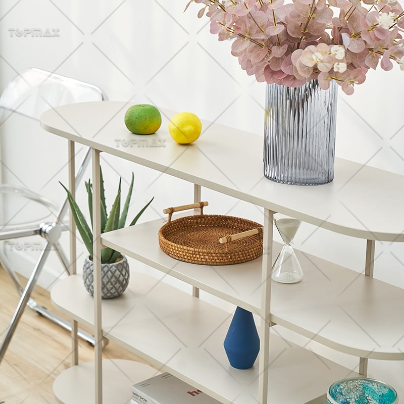 4 Tier Shelf Living Room Storage Metal Rack Shelf MDF 62303B