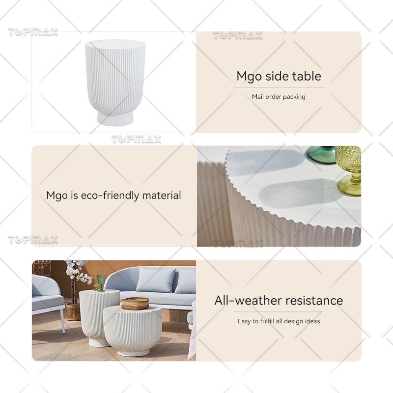 MGO Outdoor Patio Side Table Eco-Friendly All-Weather Resistance 56041