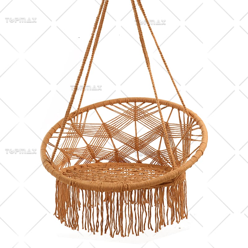 Handmade Weaving Backyard Hammock Poly Cotton Rope Portable Hammock Chair 68429E
