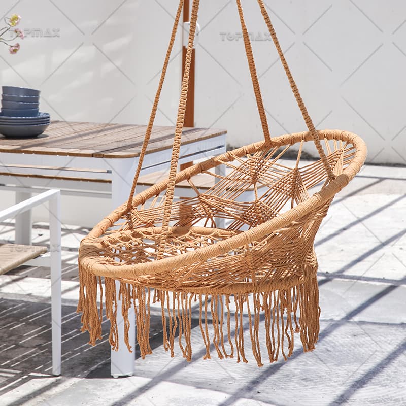 Handmade Weaving Backyard Hammock Poly Cotton Rope Portable Hammock Chair 68429E