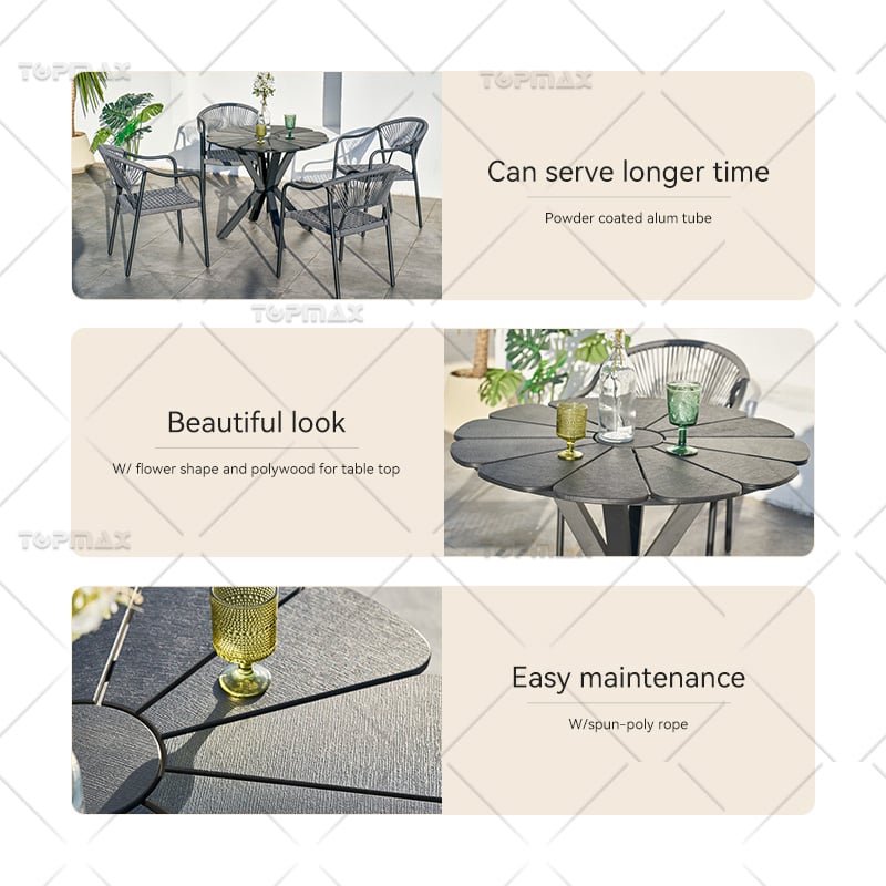 Metal Garden Dining Set Aluminum Modern Patio Dining Sets 44931C&52831B