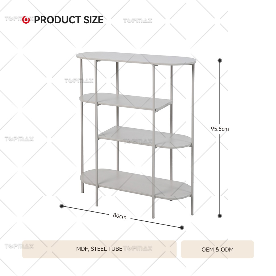 Functional 4 Tier Shelving Unit Rounded Edge Steel Shelf Rack 62303D