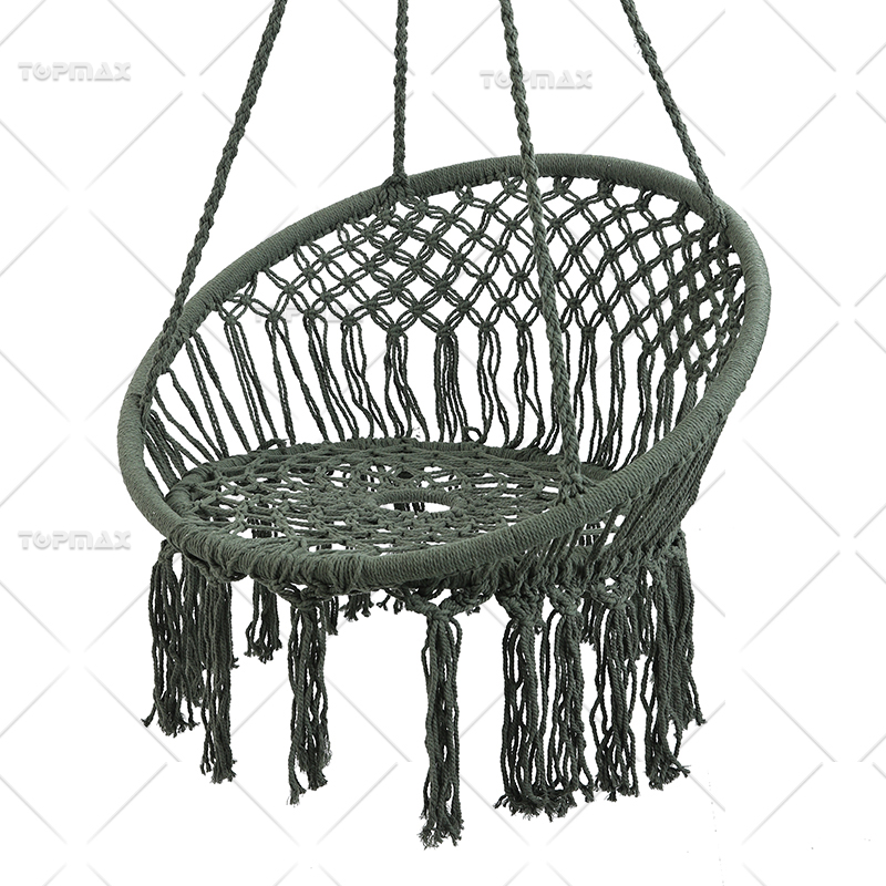 Single Hammock Handmade Weaving Garden Hammock Chair with Fringe 68429F
