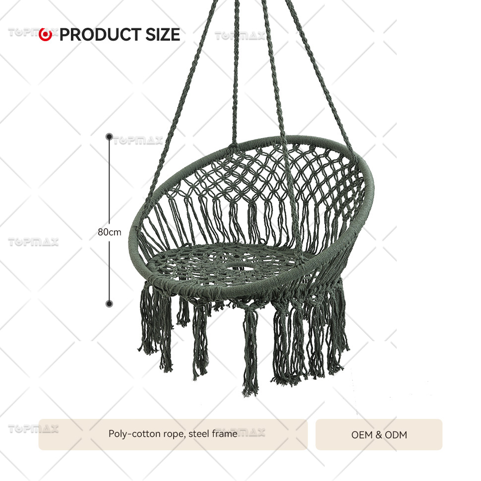 Single Hammock Handmade Weaving Garden Hammock Chair with Fringe 68429F