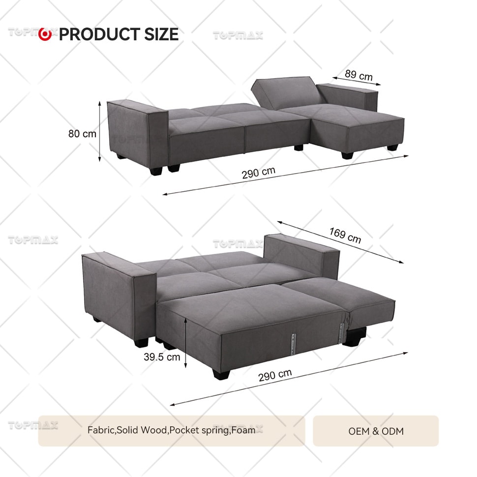 Modern Sofa Bed Couch Sleeper Sofa Multi Functional Plastic Legs 72397-C
