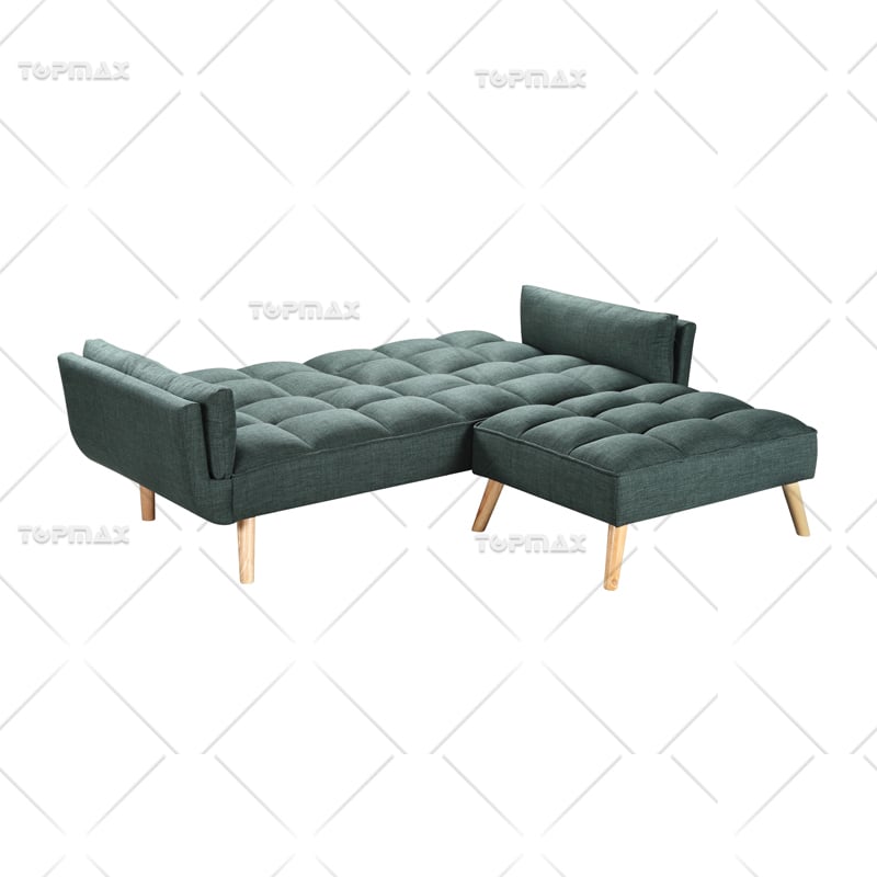 L Shaped Sleeper Sofa Sleeper Couch Bed Padded Seat Rubber Wooden Legs 72405