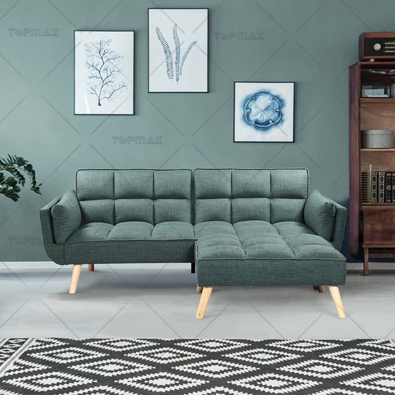 L Shaped Sleeper Sofa Sleeper Couch Bed Padded Seat Rubber Wooden Legs 72405