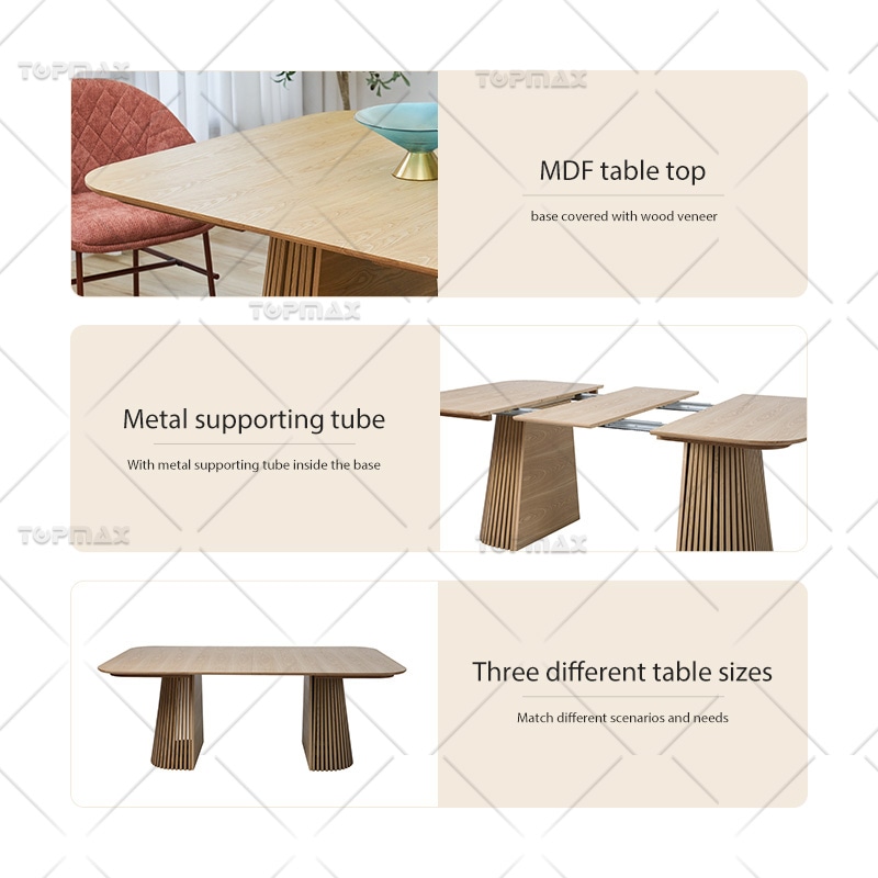 Expanding Table MDF Modern Extendable Dining Table with KD Base 80450