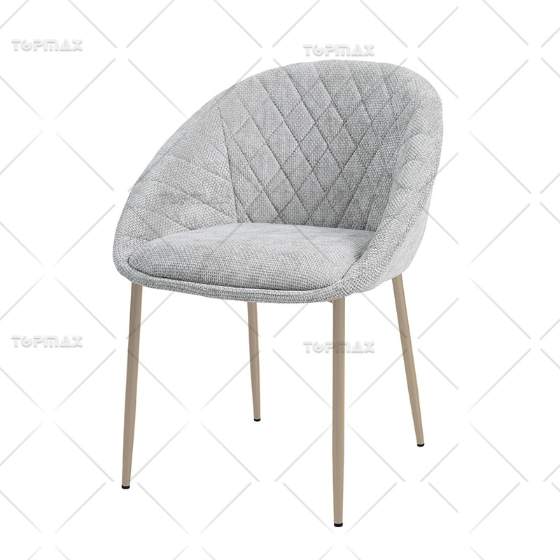 White Modern Dining Chairs PVC Metal Cream Upholstered Dining Chairs 80445A