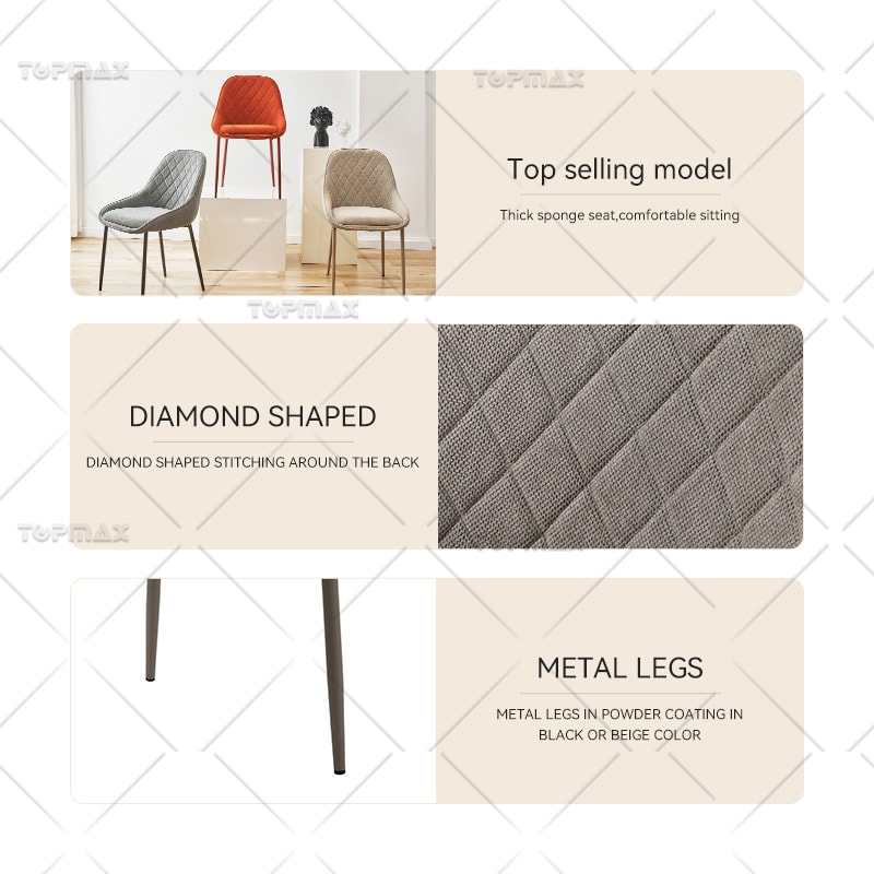 Minimalist Dining Chairs Nordic Furniture Dining Thick Sponge 80445D