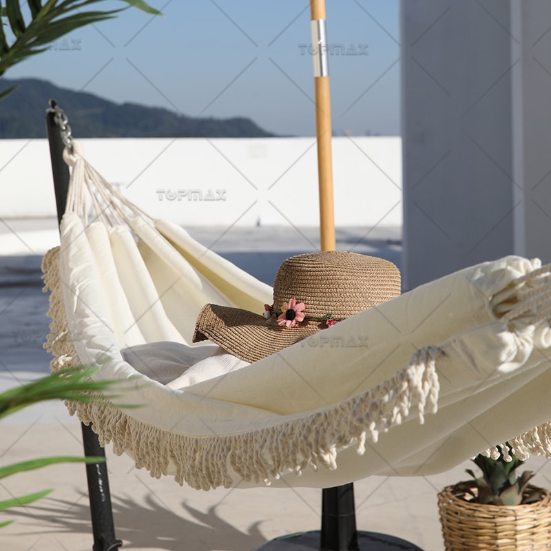 White Hammock Cloth Hammock with Easy Portable Leather Handle Packing 68660-F
