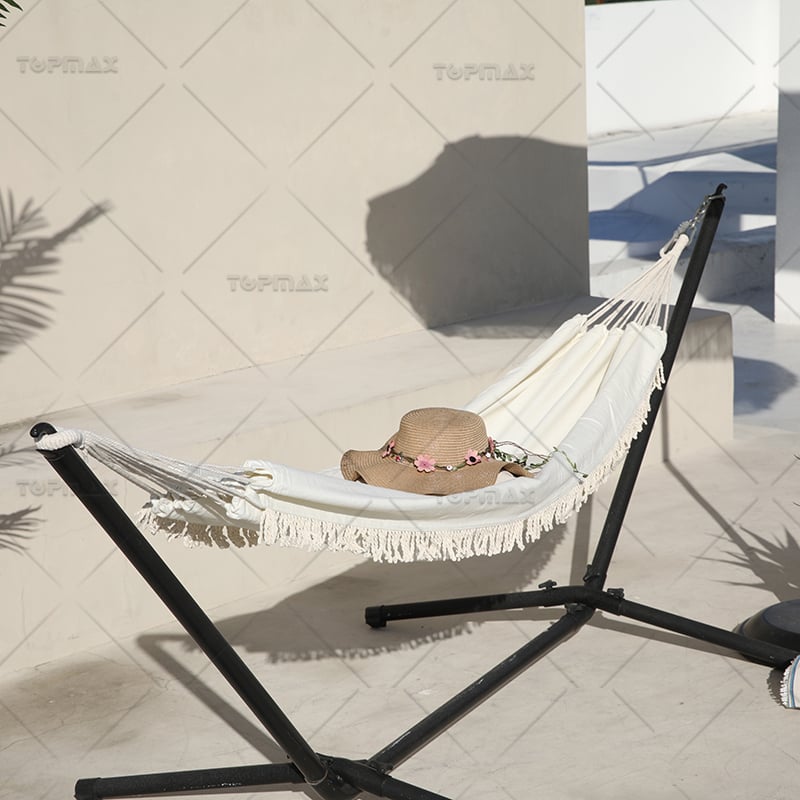 White Hammock Cloth Hammock with Easy Portable Leather Handle Packing 68660-F