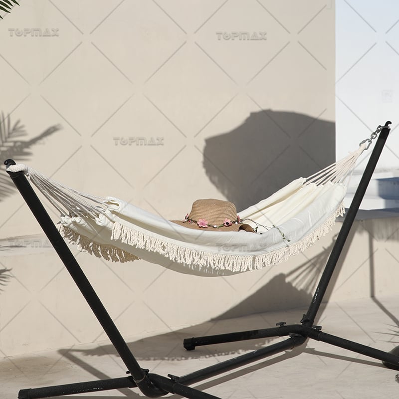 White Hammock Cloth Hammock with Easy Portable Leather Handle Packing 68660-F