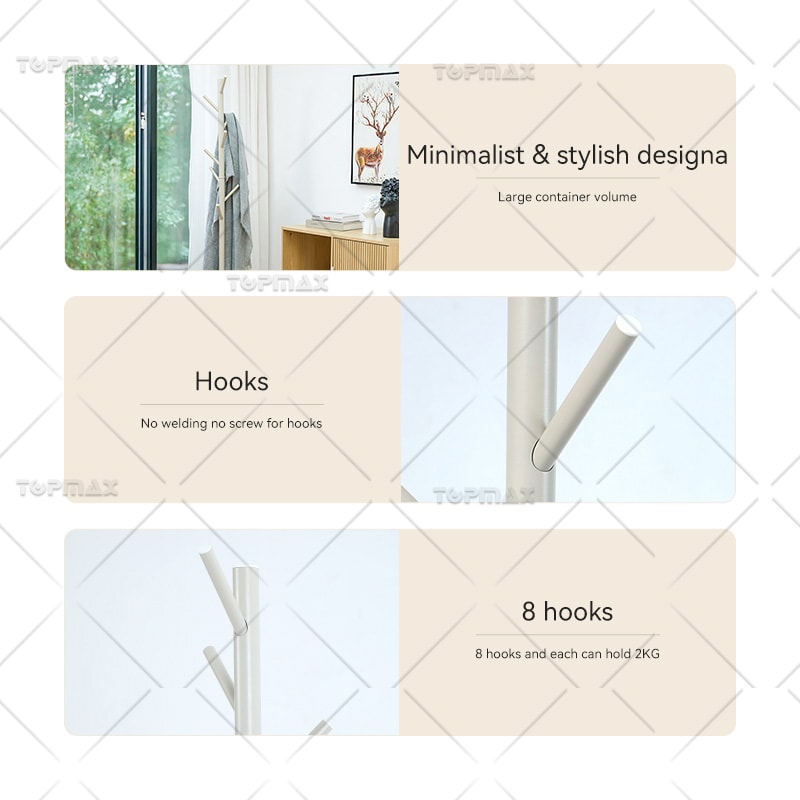 Lower Price Metal Coat Rack Stand 8 Hooks Stylish Design 22039