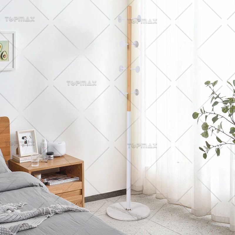 Modern Coat Hooks sturdy Beech Wood Body Coat Stand Marble Base 22006A