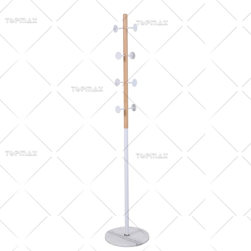 Modern Coat Hooks sturdy Beech Wood Body Coat Stand Marble Base 22006A