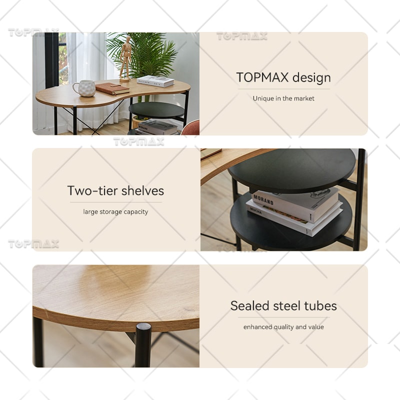 Contemporary Computer Desk  Compact Computer Table Two-Tier Shelves 27793