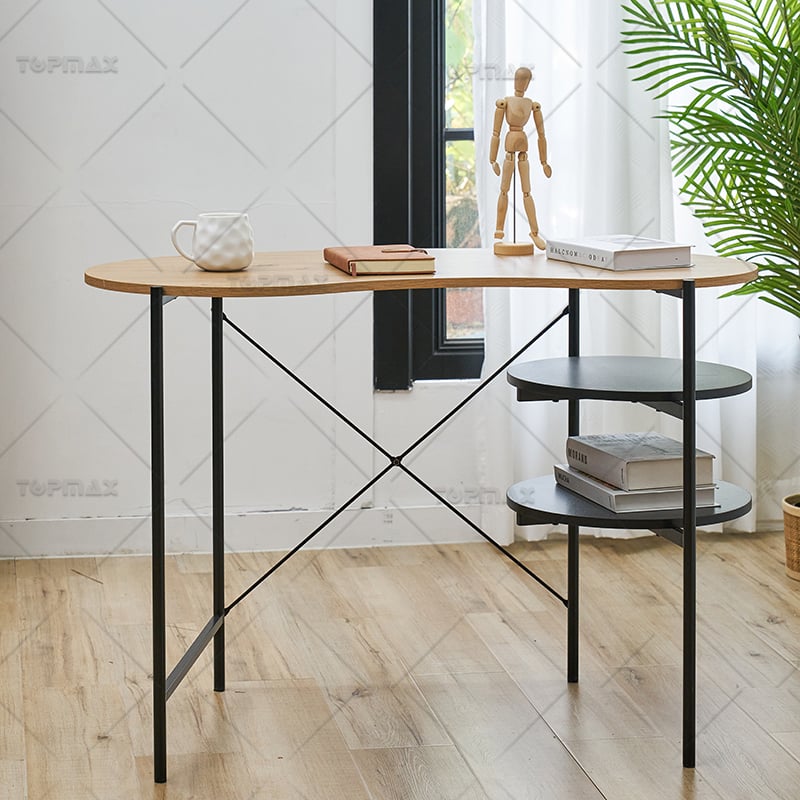 Contemporary Computer Desk  Compact Computer Table Two-Tier Shelves 27793