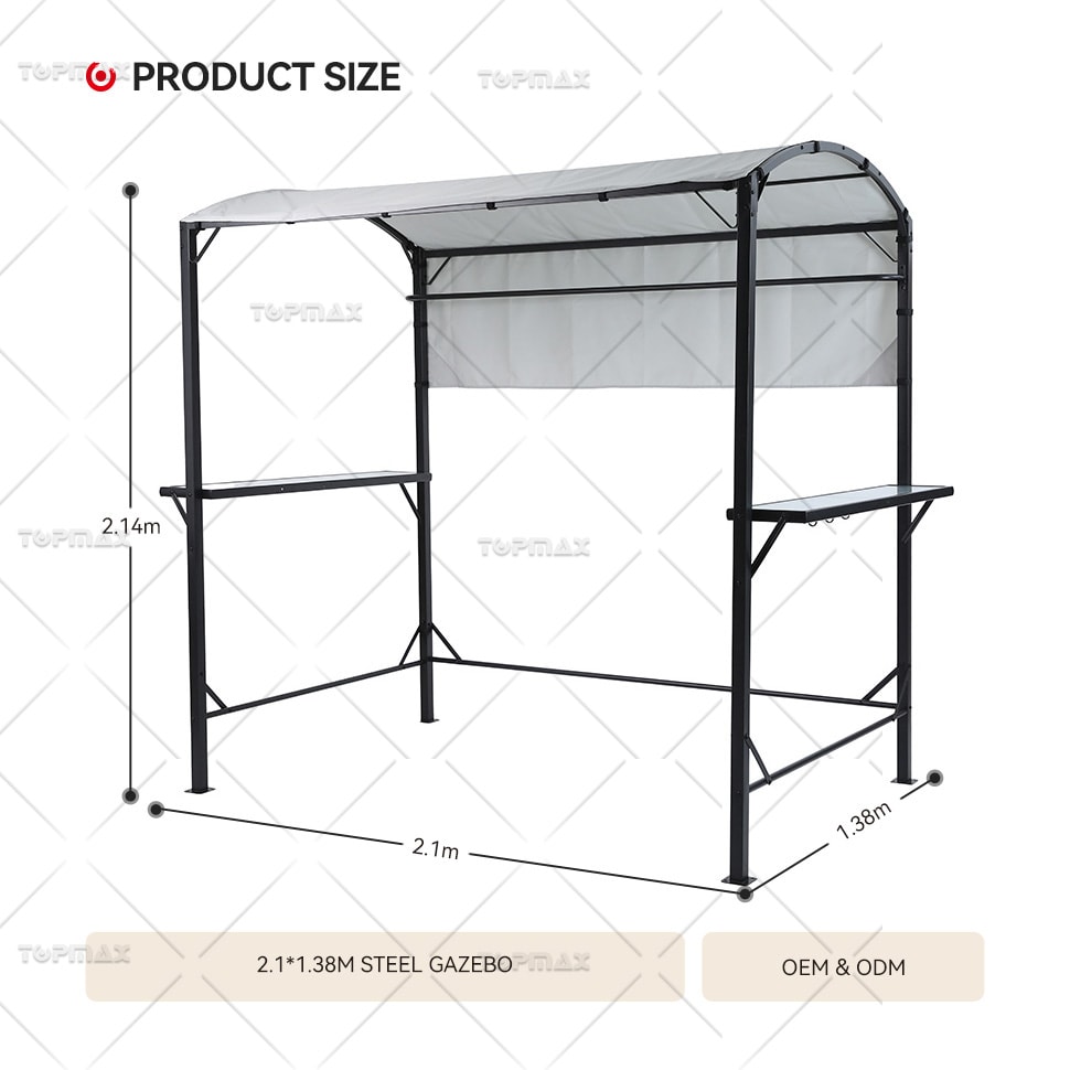 Modern Pergola Powder Coated Steel Metal Patio Gazebo Cover 180G Polyester 60573B