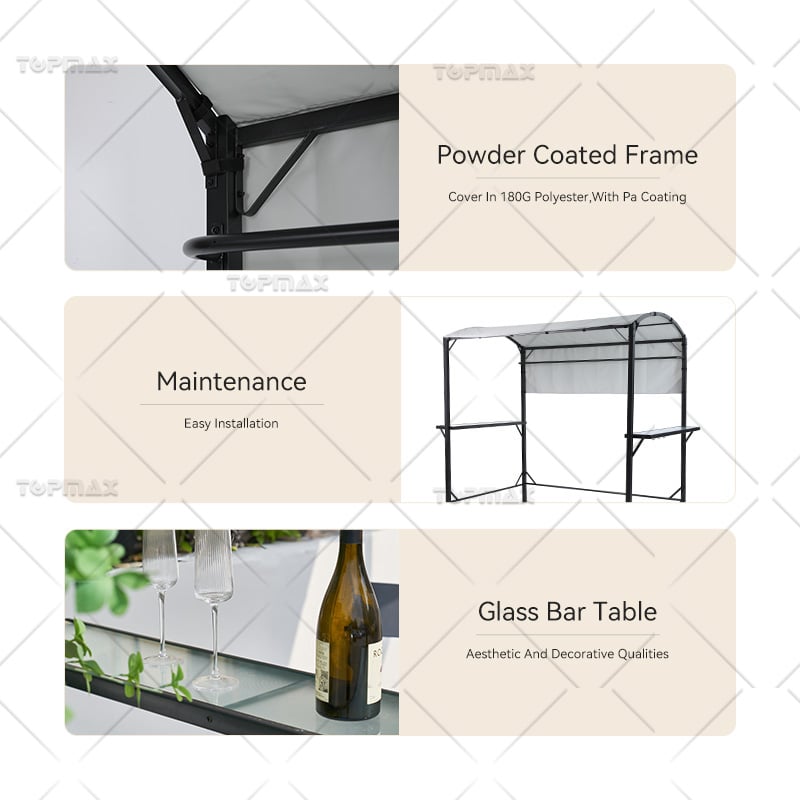 Modern Pergola Powder Coated Steel Metal Patio Gazebo Cover 180G Polyester 60573B