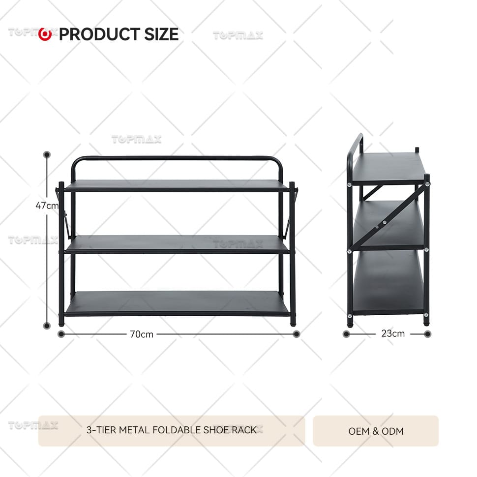 Steel Shoe Rack Powder Coating Foldable Shoe Rack 89391A-3